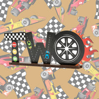 OSNIE Race Car Two Letter Sign Wooden Table Centerpiece Let’s Go Racing Checkered Theme 2nd Party Supplies Hot Wheel Decoration Milestone Cake Smash Photo Props for Kids Boys Two Years Old Birthday