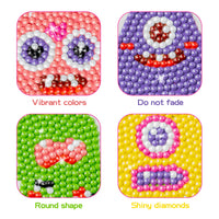 OSNIE 12 Pcs Valentines Day Monster 5D Diamond Painting Stickers Kit Resin Rhinestone DIY Handmade Paint by Numbers Mosaic Stickers Art Crafts for Monster Themed Party Favors for Kids Adult Beginners