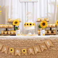 OSNIE Sunflower Wood Cake Topper Decor Happy 1st Birthday Party Decor One Cake Smash Dessert Topper Supplies Summer Sunflower Party Favors for Birthday Baby Shower Wedding Anniversary (Rustic Wood)
