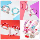 OSNIE Valentines Day DIY Bead Jewelry Making Kit for Kids Girls Heart Cherry Bear Cupcake Cloud Ice Cream Owl Penguin Charm Beads for Bracelets Rings Necklaces Creativity Beading Kit Art Craft 400Pcs+