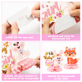 OSNIE 14Pcs Floral Woodland Animals Baby Shower Party Decoration It’s a Girl Party Banner Honeycomb Centerpieces Hanging Swirls for Baby Girl Creatures Forest Animal Theme Gender Reveal Party Supplies