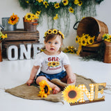 OSNIE Sunflower One Letter Sign Wooden Table Centerpiece for Baby Girls Summer Yellow Sunflower First Birthday Party Decoration Supplies for One Year Old Milestone Baby Shower Cake Smash Photo Prop