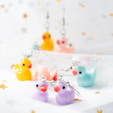 OSNIE 5 Pairs of Cute Duck Dangle Drop Earrings, Funny Resin Little Duckie Pendant Earrings, Indie Aesthetic Creative Personalized Earrings Jewelry Gifts for Women Girls (Multicolored)