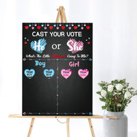 OSNIE Little Sweetheart Gender Reveal Party Games Valentines Day Cast Your Vote He or She Gender Reveal Poster with Team Boy Team Girl Stickers What Will Our Little Sweetheart Be Baby Shower Supplies
