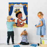 OSNIE Pin the Pacifier on the Baby Game African American Little Prince Poster with Blindfolds and Stickers Royal Prince Theme Party Supplies Family Game Activities for Kids Boys Birthday Baby Shower