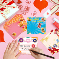 OSNIE 24 Set Valentine's Day Squeeze Toys Keychain with Greeting Cards Cream Scented Slow Rising Simulation Mini Food Drinks Stress Relief Toy Exchange Gift Valentine Favors Treasure Box Toys for Kids