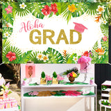 OSNIE Tropical Aloha Graduation Party Backdrop Summer Hawaiian Luau Congrats Grad Class of 2022 Bachelor Cap Photography Background Banner College Prom Graduation Party Decoration Supplies Photo Props