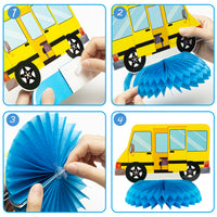 OSNIE 12Pcs Transport Theme Honeycomb Centerpieces Table Topper Double Side Cardstock Transportation Birthday Party Supplies Vehicle Traffic Photo Booth Prop Baby Shower Table Decoration for Kids Boys