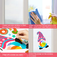 OSNIE 130Pcs Summer Gnome Window Clings for Glass Windows Watermelon Pineapple Ice Cream Sunglasses Hello Summer Stickers Decals for Hawaiian Luau Aloha Kids School Party Decoration Supplies, 8 Sheets