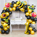 OSNIE 8 Packs Bumblebee First Birthday Party Balloons Decorations for Kids, Yellow Bumble Bee Sunflower Star-Shaped Foil Mylar Balloons, Honey Bee Happy Bee Day Themed Summer Spring 1st Birthday Decor
