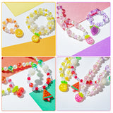 OSNIE Summer Fruit DIY Bead Jewelry Making Kit for Kids Girls Watermelon Strawberry Orange Pineapple Cherry Grape Apple Peach Avocado Charms Beads for Bracelets Rings Necklaces Beading Kits 400Pcs+