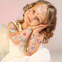 OSNIE 18 Sheets of Unicorn Luminous Temporary Tattoos for Kids, Glow In the Dark Cartoon Unicorn Animal Tattoos, Non-Duplicate Waterproof Fake Tattoo Stickers for Glow Party Favors Goodie Bag Fillers