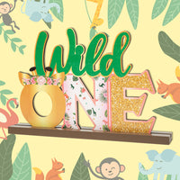 OSNIE Wild One Letter Sign Wooden Table Centerpieces Plaques First Birthday Decorations for Baby Girls Tropical Safari Jungle Animal Party Supplies for Milestone Baby Shower Decor Cake Smash Props