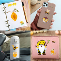 OSNIE 130 Pieces Honey Bee Gnome Stickers Décor Sunflower Honey Jar Bumblebee Mushroom Removable Window Stickers Decals for Home Office Birthday Anniversary Party Supplies Classroom Rewards, 16 Sheets