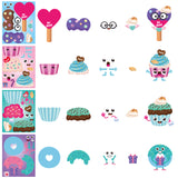 OSNIE 40 Sheets Valentine’s Day Dessert Make a Face Stickers Mix and Match DIY Make Your Own Sweets and Treats Party Game Stickers Craft Cupcake Doughnut Lollipop Cookie Waffle Party Favors for Kids