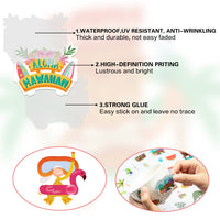 OSNIE 130 Pieces Hawaii Gnome Stickers Décor Summer Aloha Hawaiian Removable Window Stickers Decals for Home Birthday Anniversary Party Supplies Classroom Rewards Tropical Luau Party Décor, 16 Sheets