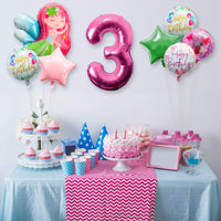 OSNIE Fairy Balloons Party Decorations for 3rd Birthday, 8 Pcs Giant Fairy Star Round Shaped Number Three Foil Mylar Helium Balloons, Fairy Princess Party Decorations Supplies Baby Shower for Baby Girls