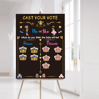 OSNIE African American Baby Gender Reveal Party Games Cast Your Vote Royal Little Prince Princess Gender Reveal Poster with Crown Voting Stickers for Black Boys Girls Baby Shower Party Decor Supplies