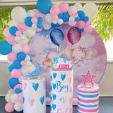 OSNIE Elephant Boy or Girl Centerpiece Blue and Pink Wooden Table Sign Tabletop Gender Reveal Decorations Party Supplies for Unisex He or She Welcome Baby Shower Birthday Pregnancy Announcements Decor