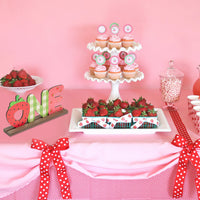 OSNIE Strawberry One Letter Sign Table Centerpieces Berry Sweet One Birthday Party Decorations for Baby Girls Summer Fruit Strawberry Theme 1st Birthday Milestone Baby Shower Cake Smash Photo Props