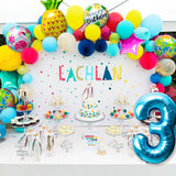 OSNIE Hawaiian Balloons Party Decorations for 3rd Birthday, 8 Pcs Giant Foil Mylar Balloons Pineapple Flamingo Palm Tree Leaves Tiki Summer Beach Pool Aloha Tropical Luau Party Decorations Supplies