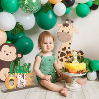 OSNIE Wild One Letter Sign Wooden Table Centerpieces Plaques First Birthday Decorations for Baby Girls Tropical Safari Jungle Animal Party Supplies for Milestone Baby Shower Decor Cake Smash Props