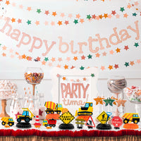 OSNIE 12Pcs Construction Theme Honeycomb Centerpieces Table Topper Double Side Cardstock Dump Truck Birthday Party Supplies Vehicle Traffic Photo Booth Prop Baby Shower Table Decoration for Kids Boys