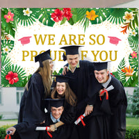 OSNIE We Are So Proud of You Congrats Graduation Party Backdrop Tropical Aloha 2023 GRAD Photography Summer Hawaiian Background Banner for College Prom Graduation Party Decoration Supplies Photo Props