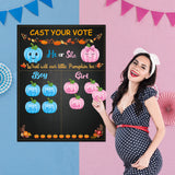 OSNIE Pumpkin Gender Reveal Party Games Cast Your Vote Poster with Team Boy Team Girl Stickers for He or She Halloween Thanksgiving What Will Our Little Pumpkin Be Gender Reveal Decorations Supplies