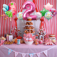 OSNIE Fairy Balloons Party Decorations for 2nd Birthday, 8 Pcs Giant Fairy Star Round Shaped Number Two Foil Mylar Helium Balloons, Fairy Princess Party Decorations Supplies Baby Shower for Baby Girls