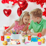 OSNIE 24 Set Valentine's Day Squeeze Toys Keychain with Greeting Cards Cream Scented Slow Rising Simulation Mini Food Drinks Stress Relief Toy Exchange Gift Valentine Favors Treasure Box Toys for Kids