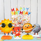 OSNIE 9Pcs Solar System Theme Honeycomb Centerpieces Table Topper Outer Space Party Supplies Cardboard Cutouts Table Decorations Planets Galaxy Photo Booth Props for Kids Birthday Party Baby Shower