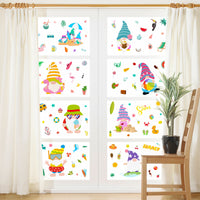OSNIE 130Pcs Summer Gnome Window Clings for Glass Windows Watermelon Pineapple Ice Cream Sunglasses Hello Summer Stickers Decals for Hawaiian Luau Aloha Kids School Party Decoration Supplies, 8 Sheets