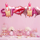 OSNIE 9 Pcs Spa Party Balloons Spa Party Decorations for Women Girls Inflatable Red Kissy Lips Lipstick Heart Shaped Foil Mylar Balloons Nail Spa Day Salon Cosmetics Makeup Birthday Party Supplies