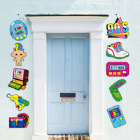 OSNIE 1990s Retro Theme Party Decor Supplies Pager Computer Walkman Hip Pop Cardboard Cutouts Door Porch Banner Wall Decor 1990s Party Favors Photo Booth Props for 90’s Theme Nostalgic Party