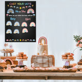 OSNIE Boho Rainbow Gender Reveal Party Games Cast Your Vote He or She Gender Reveal Poster with Team Boy Team Girl Voting Stickers Bohemian Rainbow Party Decor Baby Shower Gender Announcements Ideas