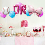 OSNIE Baseball or Bows Gender Reveal Balloons Party Decorations Supplies, Baby Blue and Pink Foil Mylar Latex Balloons Kit for Boy or Girl He or She Baby Shower Pregnancy Announcement Decor, Set of 24