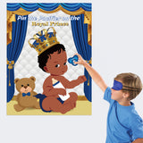 OSNIE Pin the Pacifier on the Baby Game African American Little Prince Poster with Blindfolds and Stickers Royal Prince Theme Party Supplies Family Game Activities for Kids Boys Birthday Baby Shower