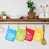 OSNIE 4Pcs Teacher Appreciation Pot Holders Heat Resistant Microwave Oven Mitt Potholders with Hand Pocket Hanging Loop Machine Washable Hot Pads Set End of The Year Teacher Gift for Cooking Baking