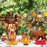 OSNIE 12Pcs Happy Camper Theme Honeycomb Centerpieces Table Topper Camping Adventure Party Decorations Supplies Cardboard Cutout Happy Birthday Table Decor Bears Tent Bonfire Party Favors Photo Booth Prop