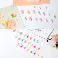 OSNIE 144 Pcs Kids False Nails Press on Nails, Pre-Glue Full Cover Short Fake Nails, Rainbow Gradient Unicorn Mermaid Artificial Nail Tips, Lovely Gifts for Children Little Girls Nail Art Decorations