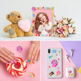 OSNIE 200 Pcs 3D Nail Charms Flatback Resin Slime Charms Mixed Gummy Bear Fake Candy Jelly Embellishments Nail Art Decoration Christmas Easter DIY Crafts for Scrapbooking Cell Phone Case Hair Clips