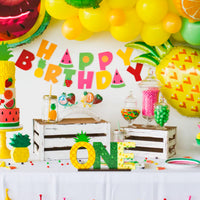 OSNIE Pineapple One Letter Sign Wooden Table Centerpieces for Baby Boys Girls Tropical Hawaiian Luau Summer Fruit Theme 1st First Birthday Party Supplies Decoration Baby Shower Cake Smash Photo Prop