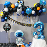 OSNIE 8 Pcs Outer Space 3rd Birthday Party Balloons Decorations Supplies for Kids Boys Large Astronaut Spaceman Star-Shaped Foil Mylar Balloons for Universe Galaxy Space Themed Trip to the Moon Party