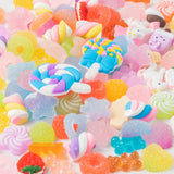 OSNIE 100Pcs DIY Candy Resin Slime Charms Mixed Fake Candy Jelly Flatback Embellishments Cabochons Ornaments Making Supplies for Scrapbooking Cell Phone Case Hair Clip Jewelry Easter DIY Crafts Making