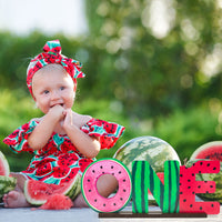 OSNIE Watermelon One Letter Sign Wooden Table Centerpieces One in a Melon Party Decorations for Baby Boys Girls Summer Fruit Watermelon Theme 1st Birthday Milestone Baby Shower Cake Smash Photo Props