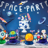 OSNIE 6 Pcs Outer Space Honeycomb Centerpieces Table Toppers, Blast Off to Outer Space Decor Solar System Galaxy Planets Rocket Themed Party Favor Supplies Photo Booth Props for Kid's Birthday