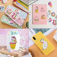 OSNIE 12 Pcs Unicorn Big Gem Diamond Painting Kits for Kids Make Your Own Unicorn Stickers Creativity DIY Handmade Paint by Numbers Magical Mosaic Stickers Art and Crafts for Girls Toddlers Beginners