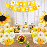 OSNIE 49Pcs Sunflower Birthday Party Decorations Supplies Kit – Giant Sunflower Foil Balloons, Latex Balloons, Cardstock Banner, Cake Topper, Sunflower Theme Party Supplies for Wedding, Baby Shower