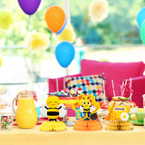OSNIE 6 Pcs Bumblebee Honeycomb Centerpieces Table Toppers, Bee Themed Honeycomb Stand Party Supplies Table Centerpieces Decor Honey Party Favors Photo Booth Props for Baby Shower Kid’s Birthday